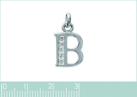 Letter pendant necklace, sterling silver, Cz stones, charm alone or with chain, letters A B C D E F G H I J K L M N O P Q R S T U V W X Y Z
