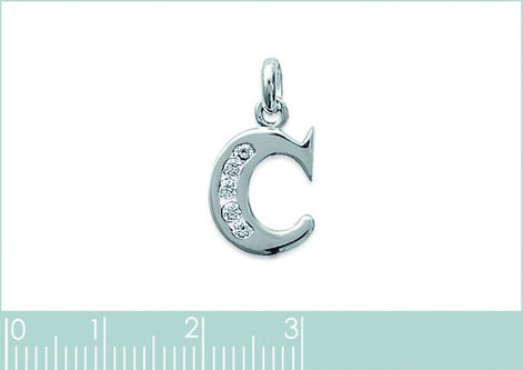 Letter pendant necklace, sterling silver, Cz stones, charm alone or with chain, letters A B C D E F G H I J K L M N O P Q R S T U V W X Y Z