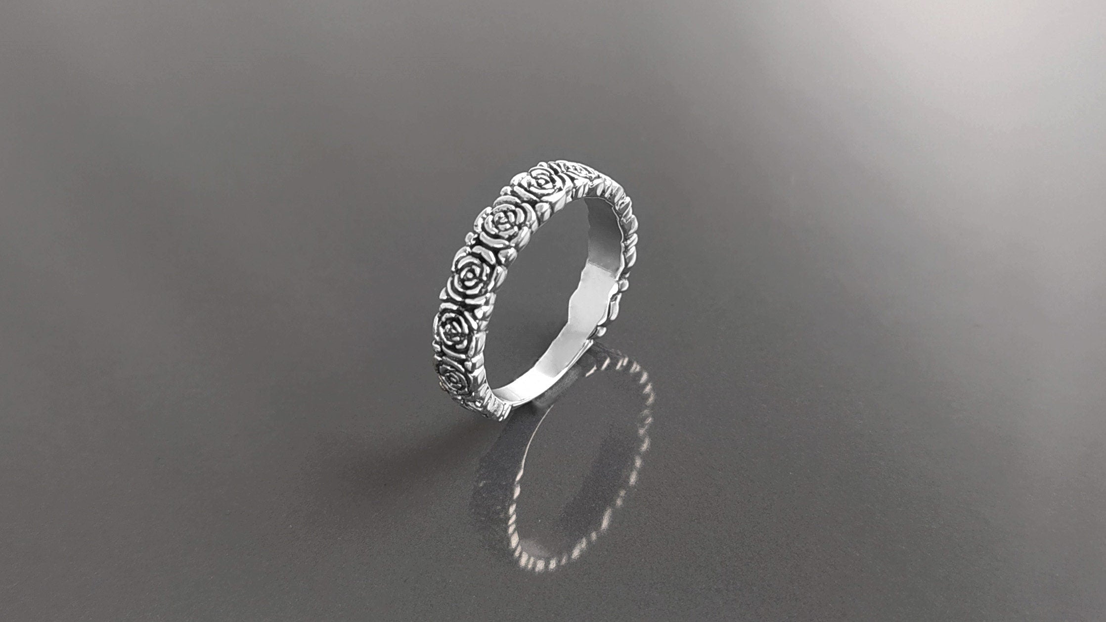 Rose Crown Ring, Sterling Silver, Romantic Rose Flower, Engagement Ring, Handmade Rosebud Ring, Promise Jewelry, Valentine's Day Gifts