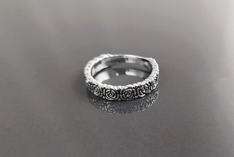 Rose Crown Ring, Sterling Silver, Romantic Rose Flower, Engagement Ring, Handmade Rosebud Ring, Promise Jewelry, Valentine's Day Gifts