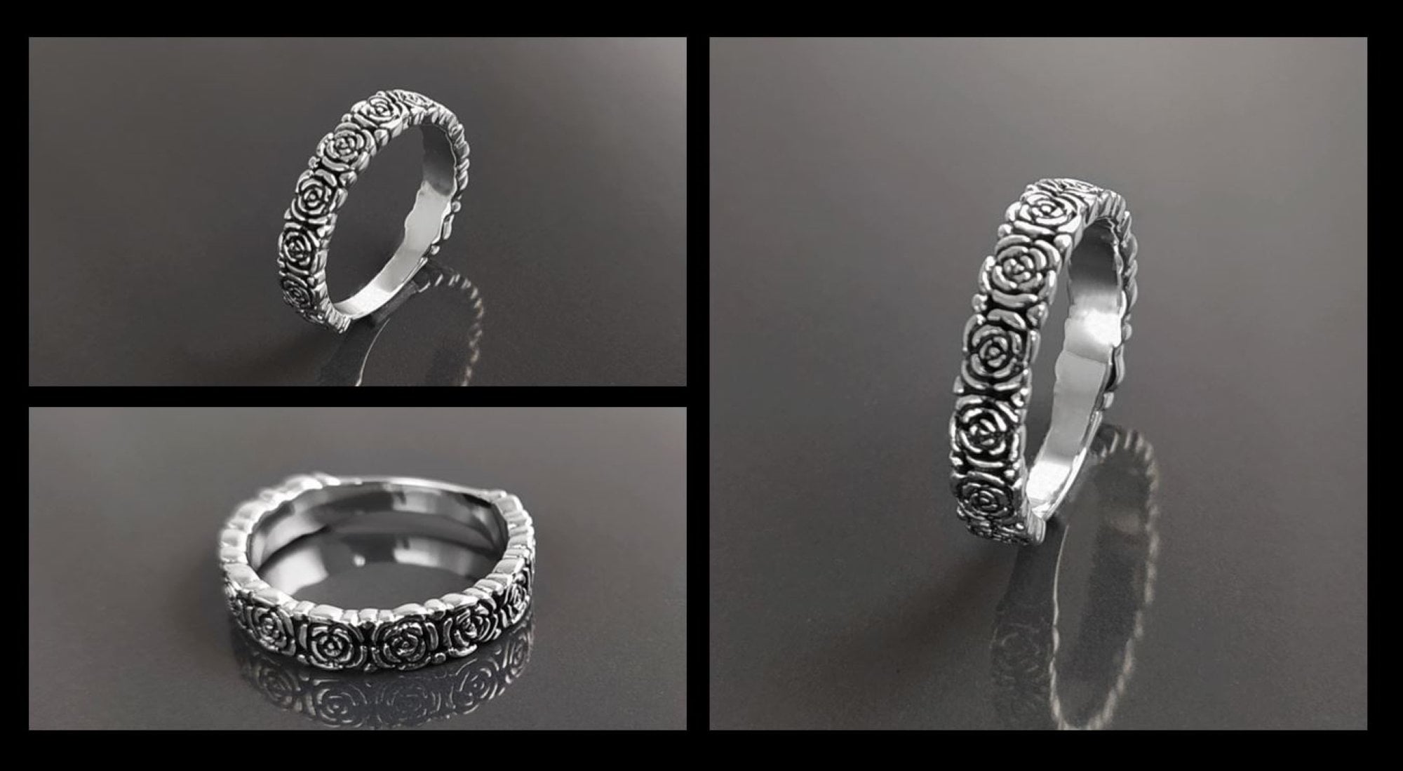 Rose Crown Ring, Sterling Silver, Romantic Rose Flower, Engagement Ring, Handmade Rosebud Ring, Promise Jewelry, Valentine's Day Gifts