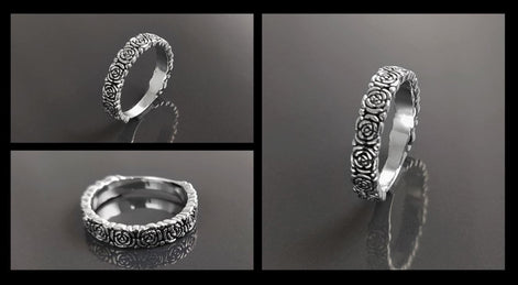 Rose Crown Ring, Sterling Silver, Romantic Rose Flower, Engagement Ring, Handmade Rosebud Ring, Promise Jewelry, Valentine's Day Gifts
