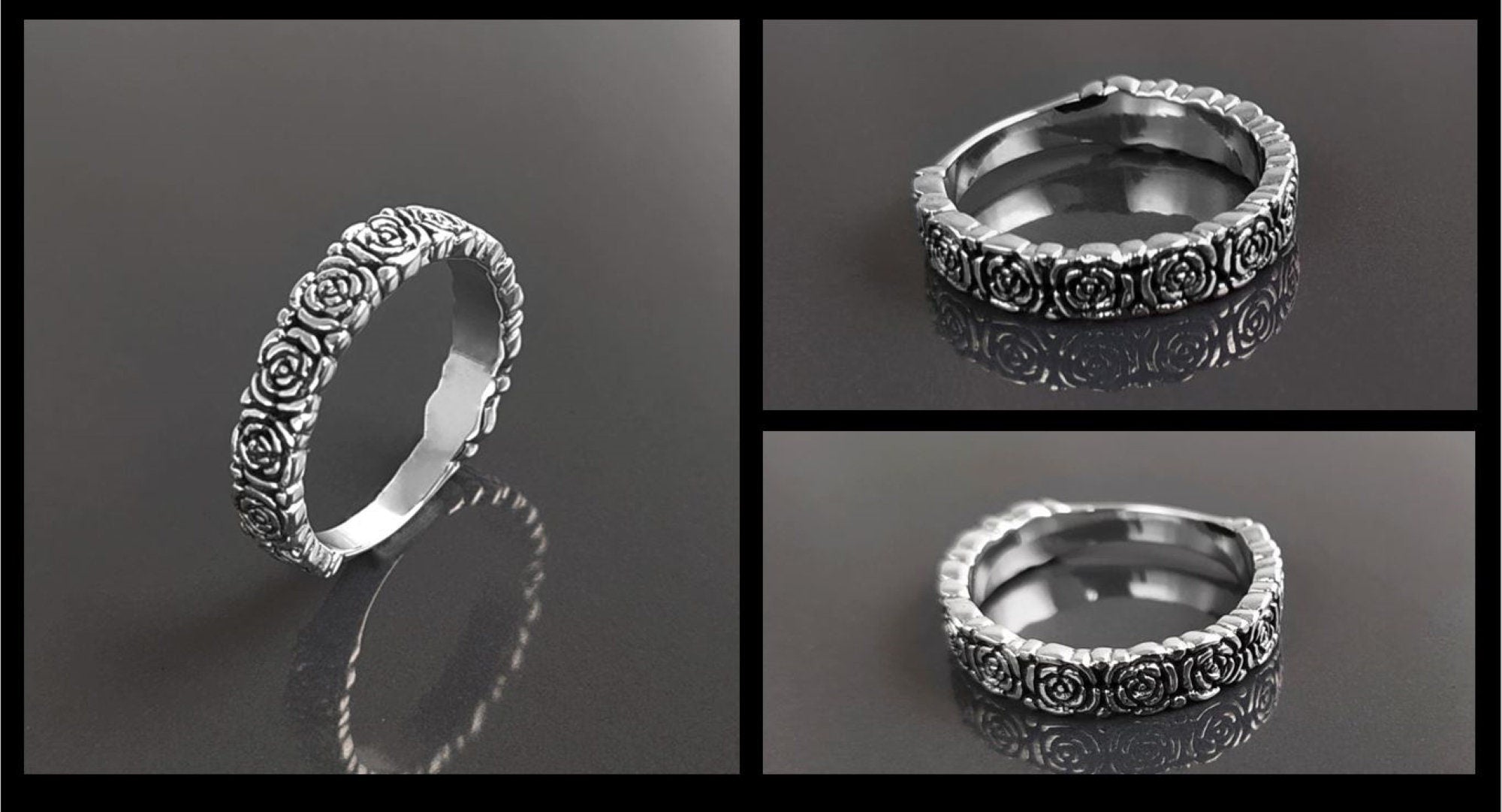 Rose Crown Ring, Sterling Silver, Romantic Rose Flower, Engagement Ring, Handmade Rosebud Ring, Promise Jewelry, Valentine's Day Gifts