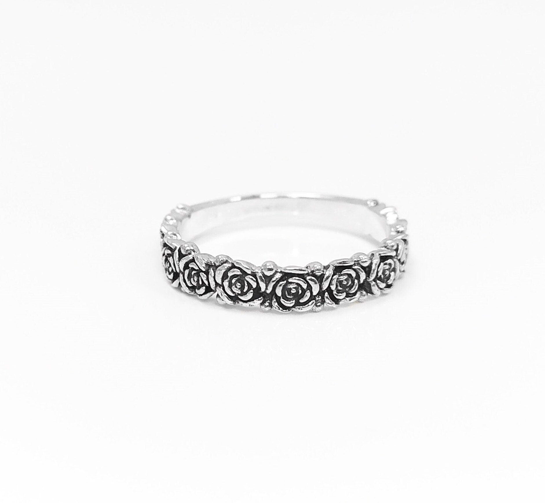 Rose Crown Ring, Sterling Silver, Romantic Rose Flower, Engagement Ring, Handmade Rosebud Ring, Promise Jewelry, Valentine's Day Gifts