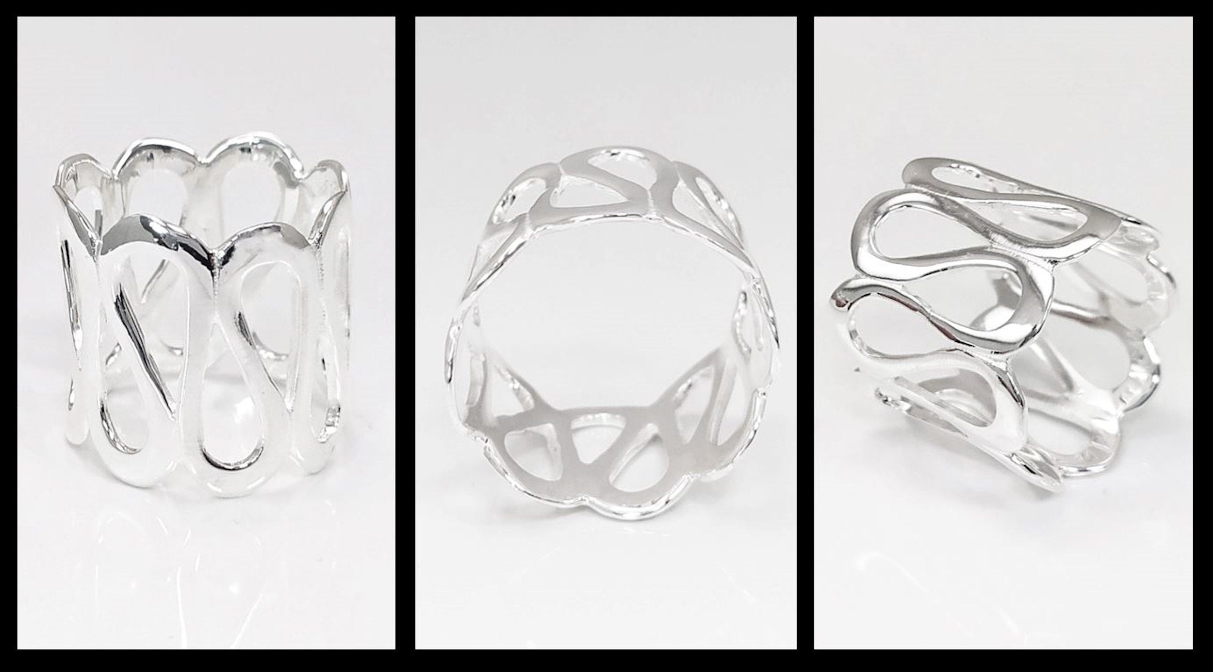 Sterling Meander Cuff Ring, 925 Silver, Ring, Greek Pattern Large Band Ring, Hellenic Spiral Ring, Large Frieze Ring, Wide Open Swirl Ring