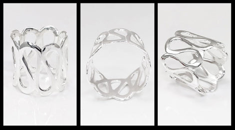 Sterling Meander Cuff Ring, 925 Silver, Ring, Greek Pattern Large Band Ring, Hellenic Spiral Ring, Large Frieze Ring, Wide Open Swirl Ring