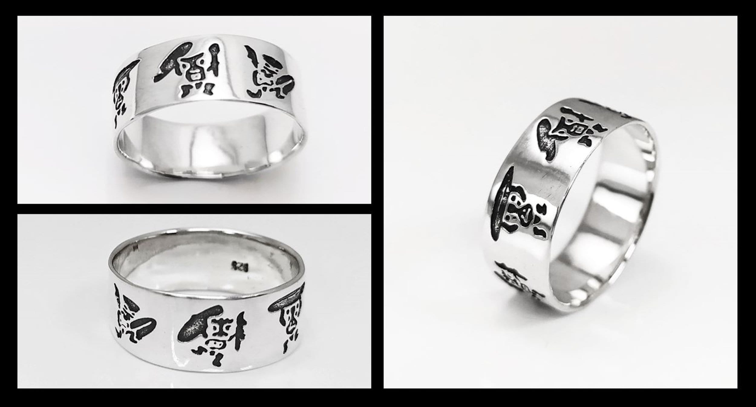 Handmade Sterling Silver Band Ring, Hawaiian Tiki Engraved, Tribal Surf Style, Large Ring