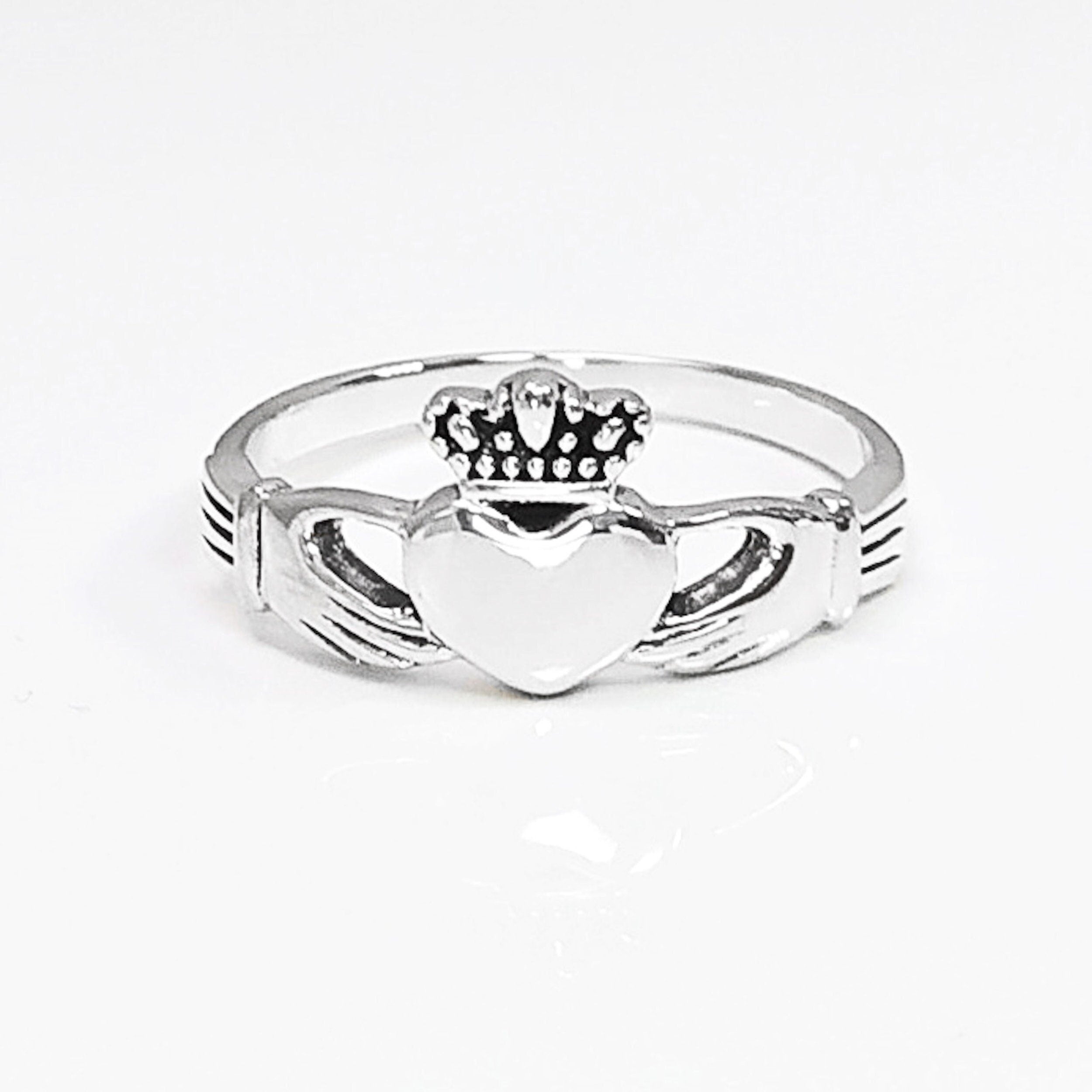 Claddagh ring, Celtic Sterling Silver Ring, Claddagh Promise Ring, Celtic Engagement Promise Crown Ring Irish Traditional, Friendship ring