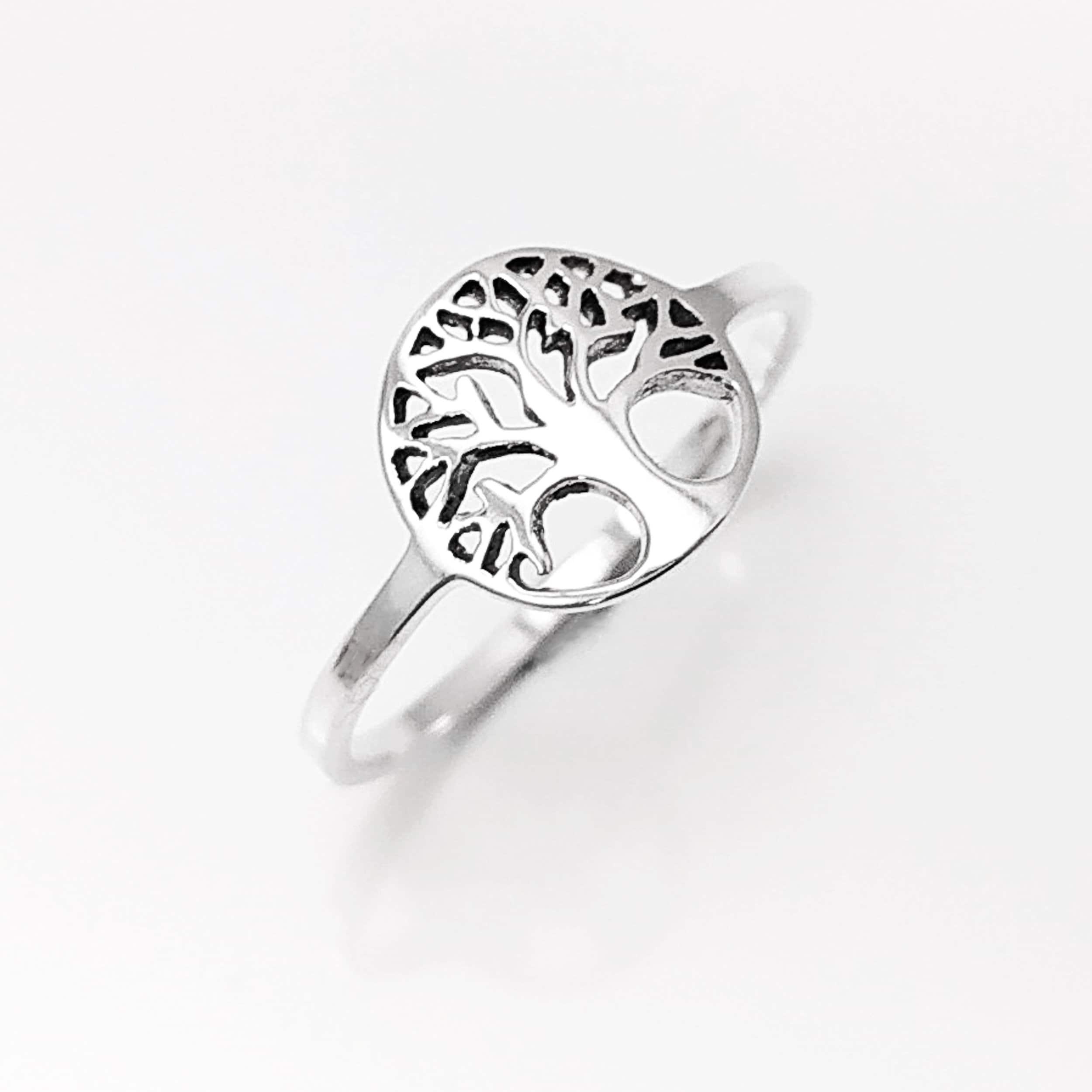 Tree Of Life Ring, Engraved Tree Ring in Sterling Silver, Bridesmaid Gift, Lace Ring, Stackable Ring, Midi Ring, Filigree Ring, Popular Ring