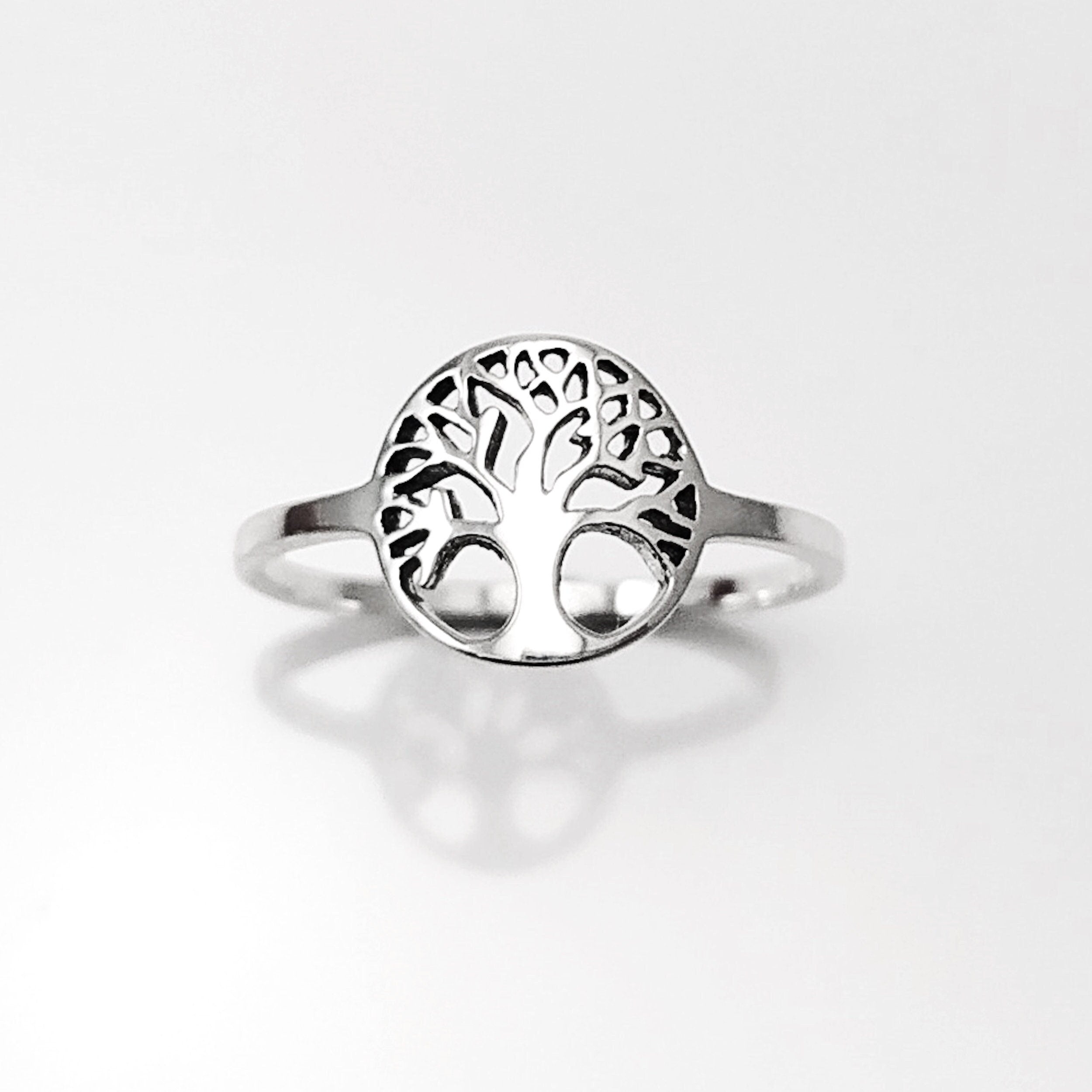 Tree Of Life Ring, Engraved Tree Ring in Sterling Silver, Bridesmaid Gift, Lace Ring, Stackable Ring, Midi Ring, Filigree Ring, Popular Ring
