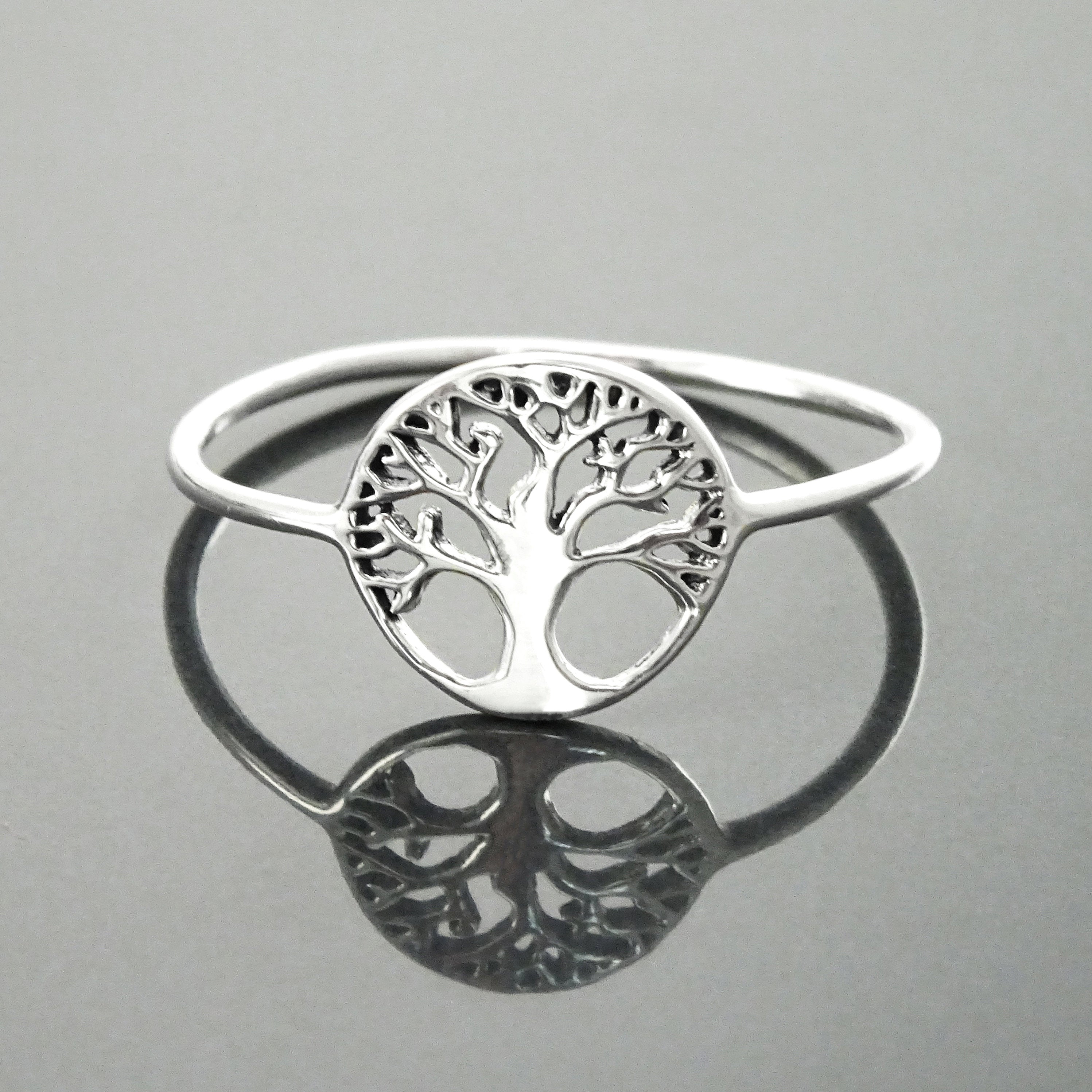 Tree Of Life Ring, Engraved Tree Ring in Sterling Silver, Bridesmaid Gift, Lace Ring, Stackable Ring, Midi Ring, Filigree Ring, Popular Ring