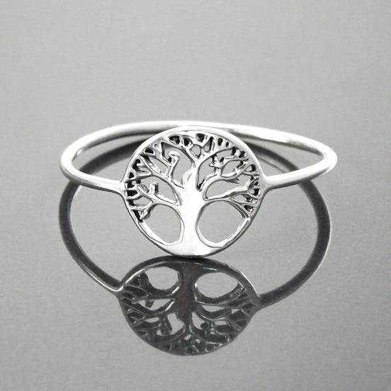 Tree Of Life Ring, Engraved Tree Ring in Sterling Silver, Bridesmaid Gift, Lace Ring, Stackable Ring, Midi Ring, Filigree Ring, Popular Ring