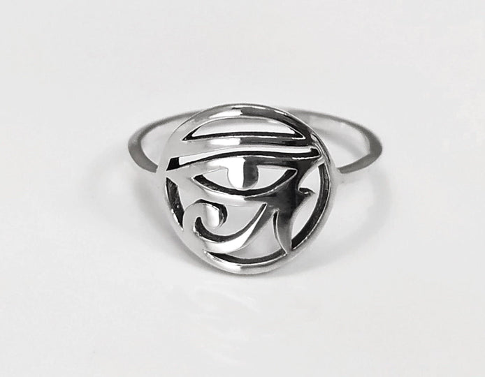 Sterling Silver Eye of Horus Ring, Ancient Egyptian Talisman Jewelry