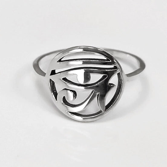 Sterling Silver Eye of Horus Ring, Ancient Egyptian Talisman Jewelry