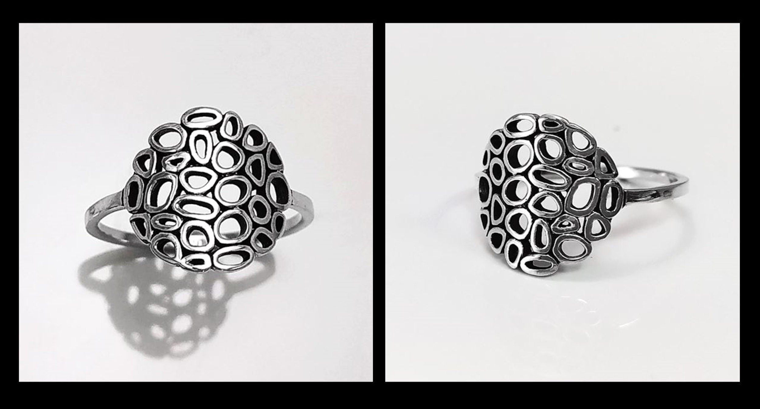 Round Filigree Ring, Seed of Life Ring, Sterling Silver, Sacred Geometry Ring, Dainty Open Work Design, Round ZEN Spiritual Jewelry.
