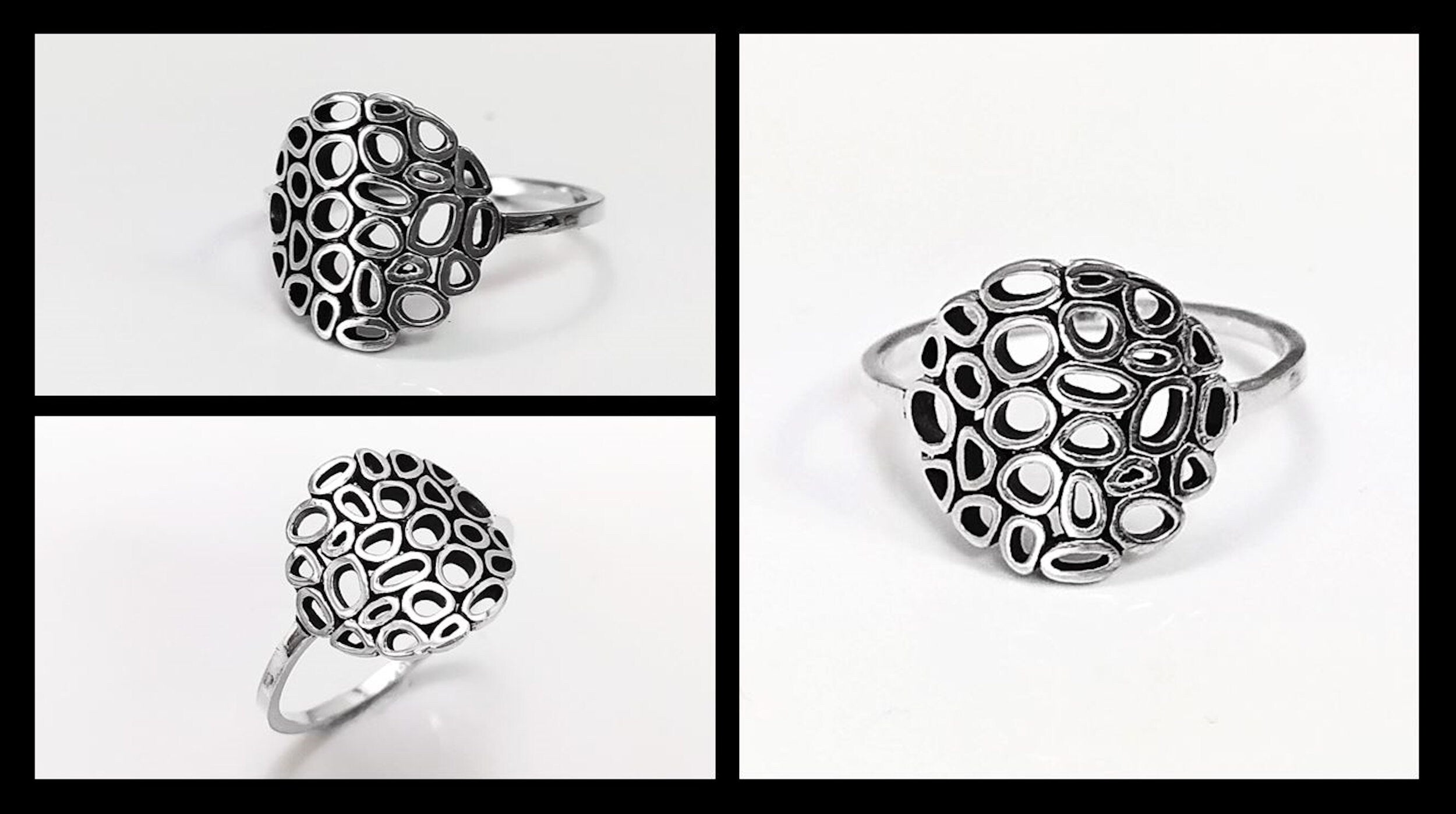 Round Filigree Ring, Seed of Life Ring, Sterling Silver, Sacred Geometry Ring, Dainty Open Work Design, Round ZEN Spiritual Jewelry.