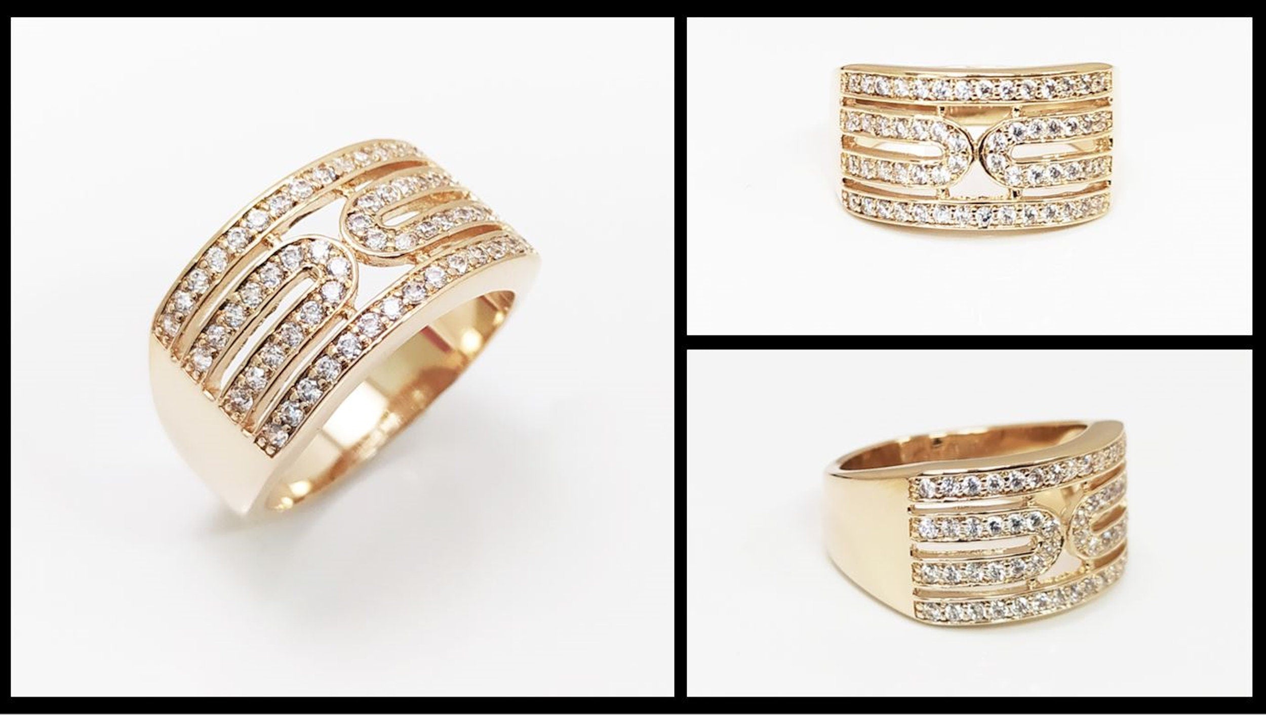 Glam Gold Band with Pavé Accents by KRAMIKE • 18K Gold-Plated Statement Ring • Perfect for Adding Sparkle to Your Everyday Look • KR042