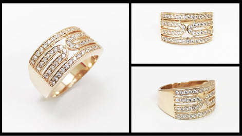 Glam Gold Band with Pavé Accents by KRAMIKE • 18K Gold-Plated Statement Ring • Perfect for Adding Sparkle to Your Everyday Look • KR042