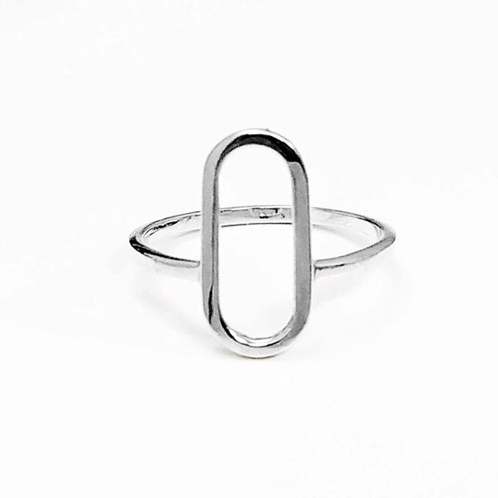 Modern Open Ring, Sterling Silver Ring, Ring Flat Hollow Oval, Small Everyday Ring, Modern Jewelry, Minimalist Ring, Asymmetric Wearing Ring