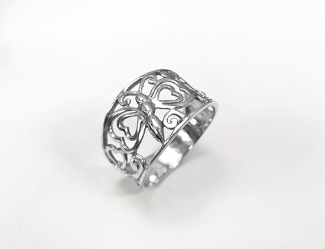 Sterling Silver Butterfly Filigree Ring, Nature Inspired Openwork Band Jewelry