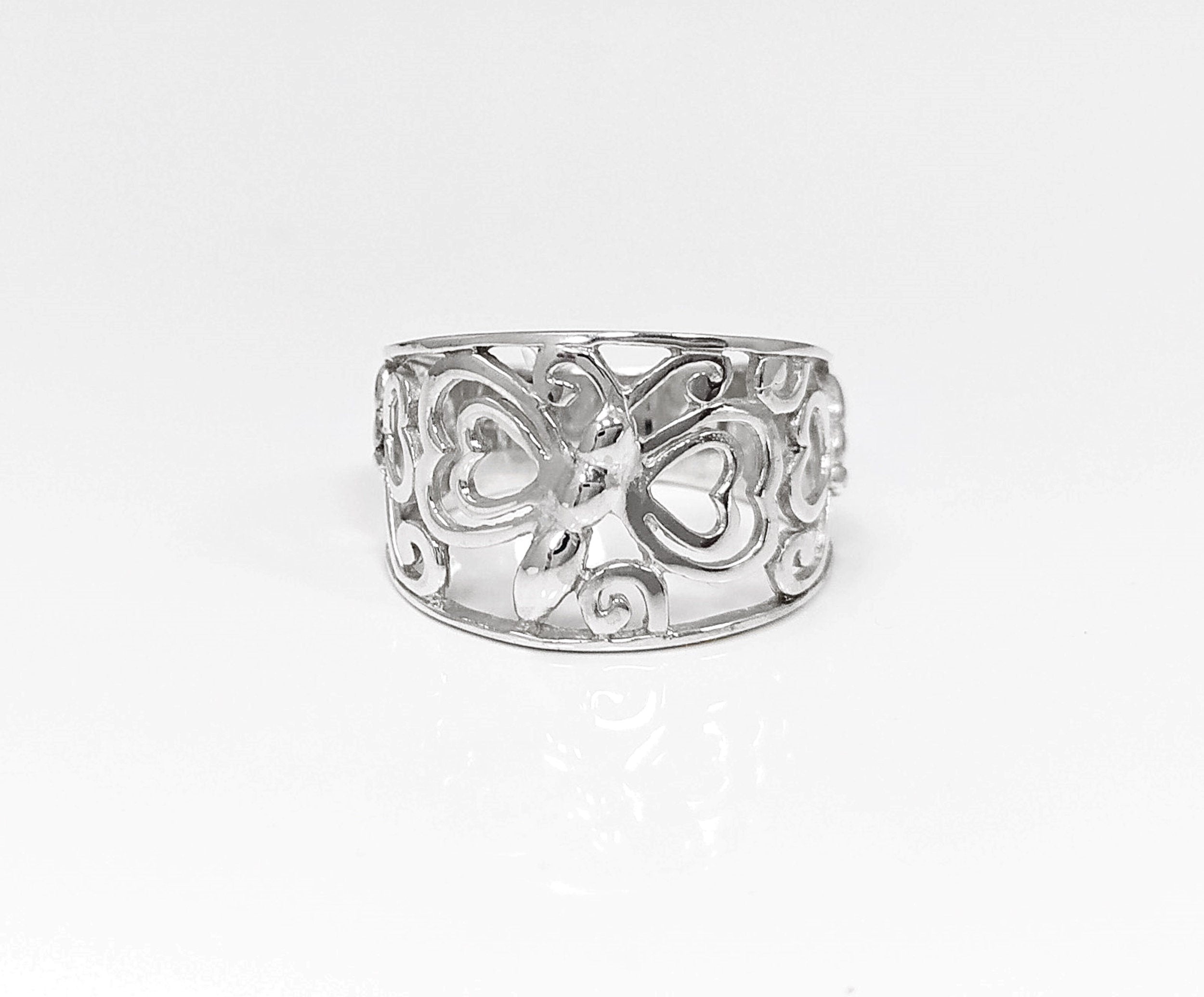 Sterling Silver Butterfly Filigree Ring, Nature Inspired Openwork Band Jewelry
