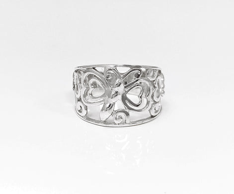 Sterling Silver Butterfly Filigree Ring, Nature Inspired Openwork Band Jewelry
