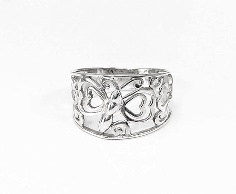 Sterling Silver Butterfly Filigree Ring, Nature Inspired Openwork Band Jewelry