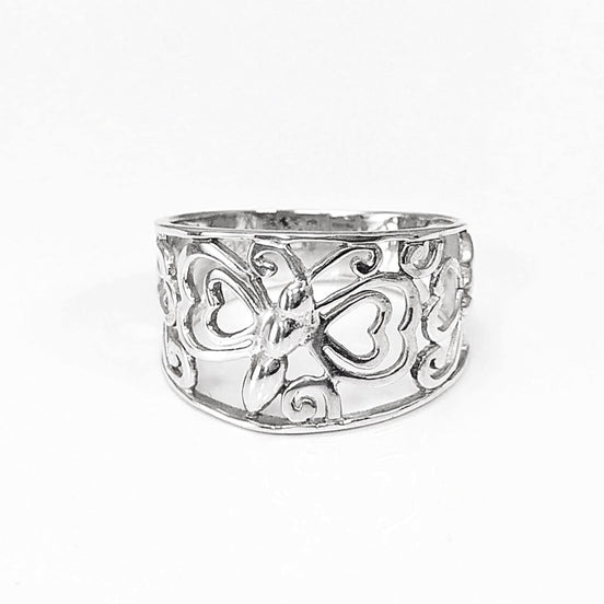 Sterling Silver Butterfly Filigree Ring, Nature Inspired Openwork Band Jewelry
