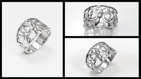 Sterling Silver Butterfly Filigree Ring, Nature Inspired Openwork Band Jewelry