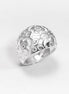 70's Flower Ring - Sterling Silver, engraved floral nature Flowers Pattern - Hipster Boho Flower Power Wide Domed Band Ring