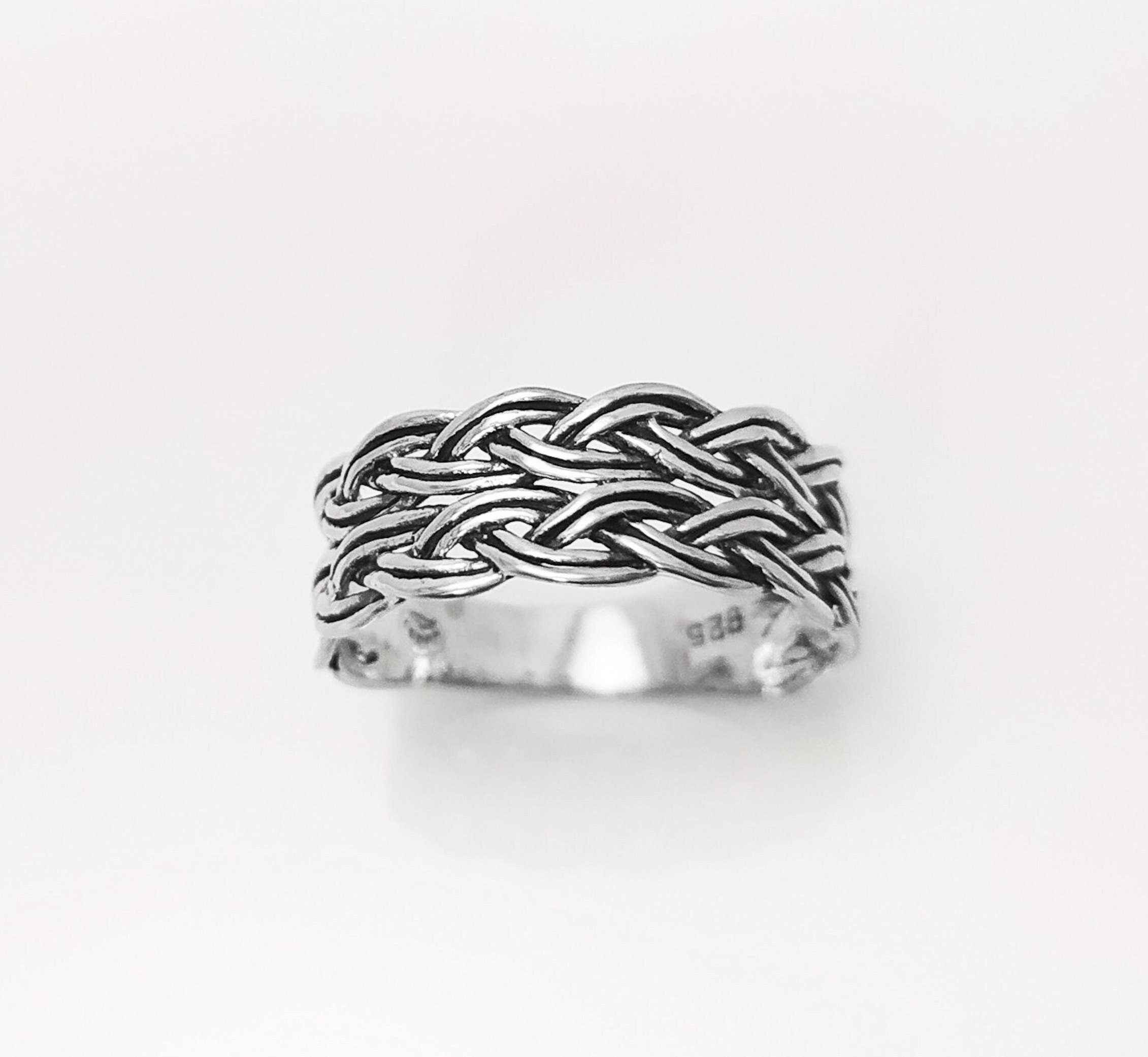Celtic Ring, Plain Silver Ring, Silver Men Ring, Large Ring, Silver Tribal Rings, Celt Braided Ring, Silver 925, Gift