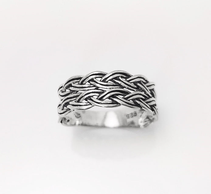 Celtic Ring, Plain Silver Ring, Silver Men Ring, Large Ring, Silver Tribal Rings, Celt Braided Ring, Silver 925, Gift