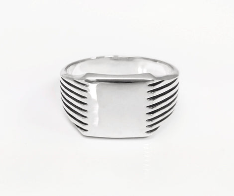 Sterling Silver Signet Ring, Square Cushion, Mens Jewelry