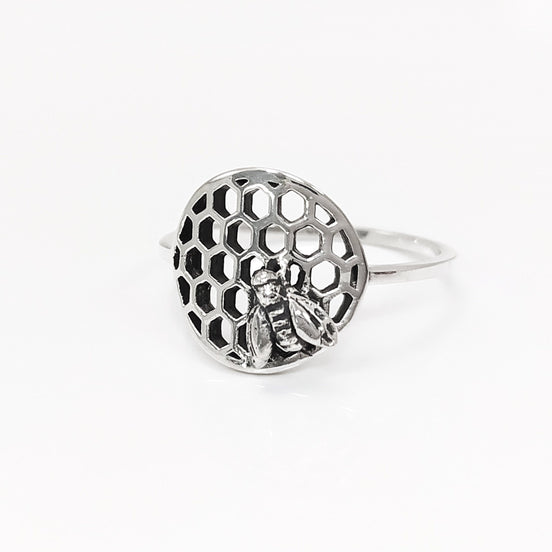 Honeycomb Ring, Sterling Silver, Beehive Jewelry, Bumble Bee, Bee Honeycomb Nature Jewelry, Honeycomb Core, Bug Ring, Gifts For Bee Lovers