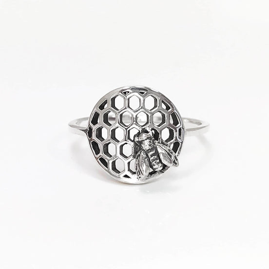 Honeycomb Ring, Sterling Silver, Beehive Jewelry, Bumble Bee, Bee Honeycomb Nature Jewelry, Honeycomb Core, Bug Ring, Gifts For Bee Lovers
