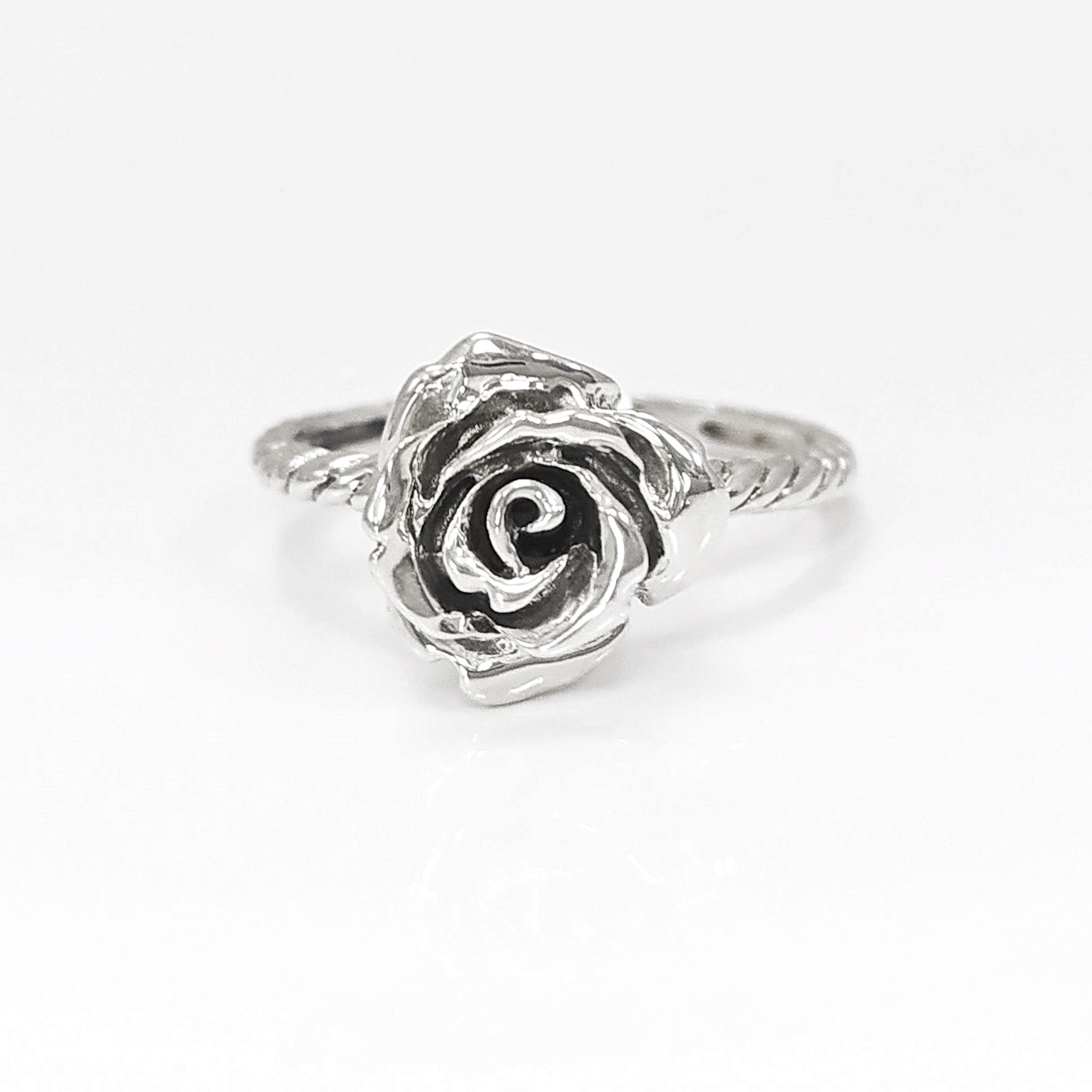 Rose Blossom Ring, Sterling Silver, Romantic Rose Flower, Engagement Ring, Handmade Rosebud Ring, Promise Jewelry, Valentine's Day Gifts
