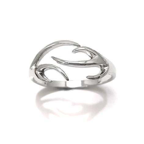 Sterling Silver Deer Antler Ring, Open Band Boho Nature Jewelry