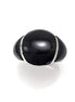 Onyx Band Ring - Sterling Silver Dome Black Onyx Gemstone Ring - Modern Domed Stone Jewelry