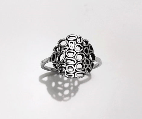 Round Filigree Ring, Seed of Life Ring, Sterling Silver, Sacred Geometry Ring, Dainty Open Work Design, Round ZEN Spiritual Jewelry.