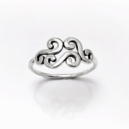 Antique Scrolls Ring, Sterling Silver, Scrolling Design Ring, Elegant Spiral Scroll Pattern Ring, Xmas Gift