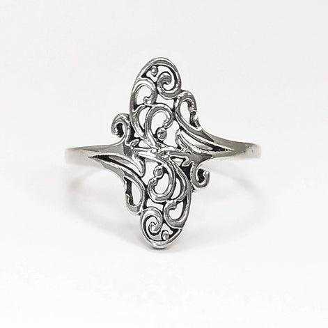 Oval Filigree Ring, Sterling Silver, Vintage Style, Intricate Lace, Small Oval Form, Victorian Ring, Dainty Filigree Ring, Popular ring,Gift