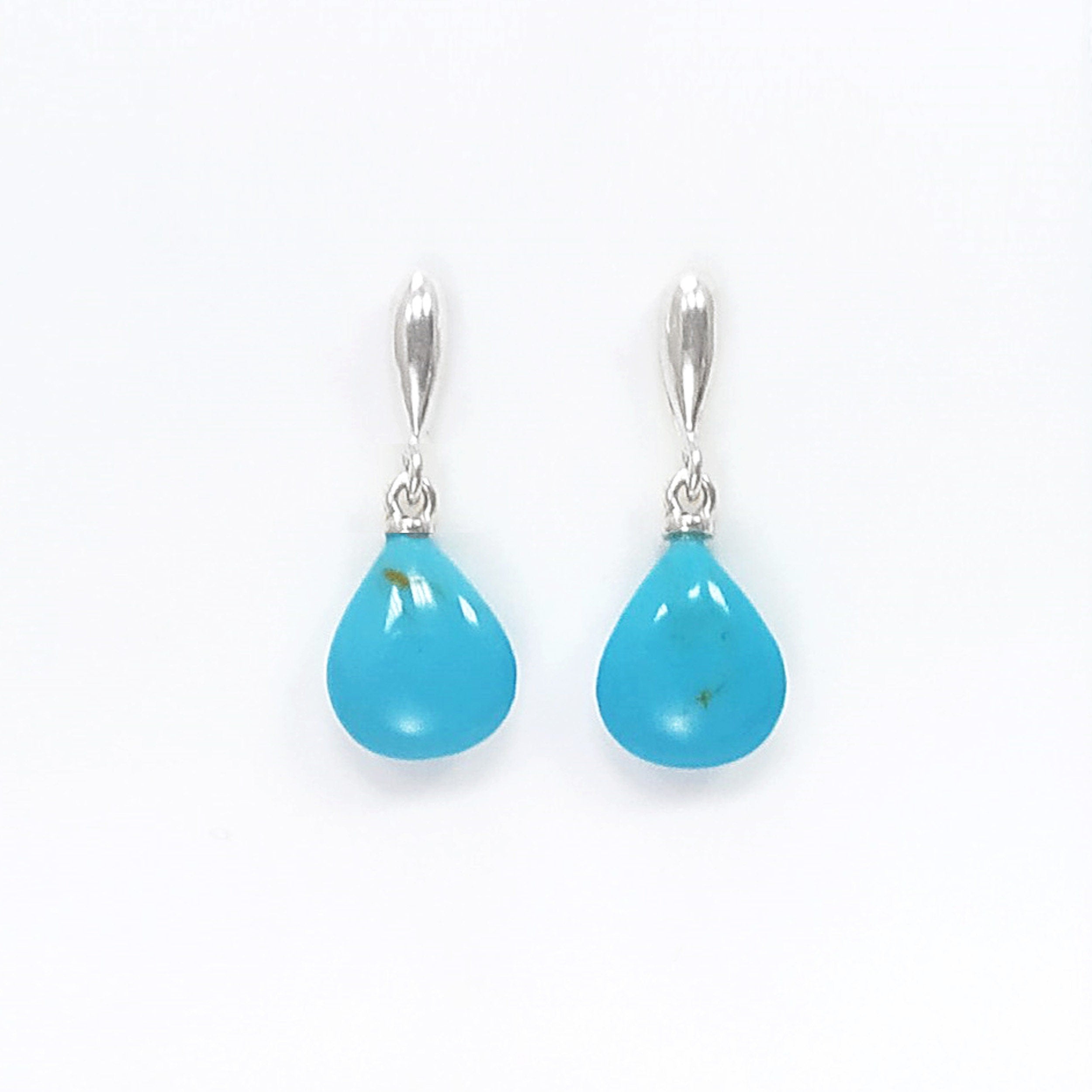 BLUE Turquoise stone 925 Earrings - Sterling Silver Drop Earrings - Blue Stone - Turquoise Silver Earrings - Modern - Dangly Turquoise