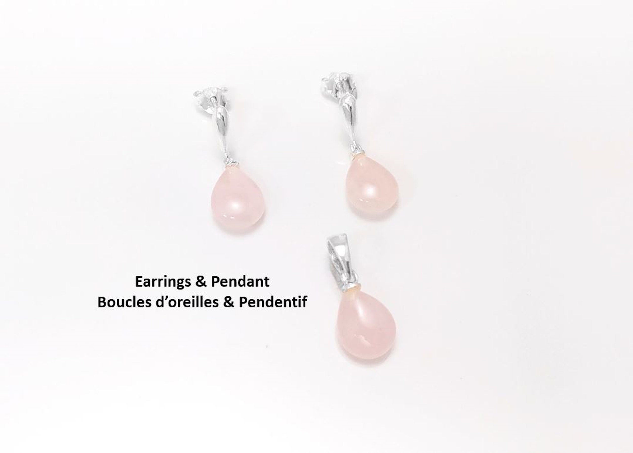 Rose Quartz Earrings Sterling Silver 925, Pink Quartz Oval Stone Earrings, Dangle Stud Earrings, Small Teardrop.