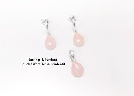Rose Quartz Earrings Sterling Silver 925, Pink Quartz Oval Stone Earrings, Dangle Stud Earrings, Small Teardrop.