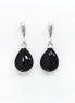 ONYX Stone 925 Earrings Sterling Silver, Black Gemstone Silver Earrings, Dangly Sterling Silver Earrings, Small Teardrop Stone Earrings.