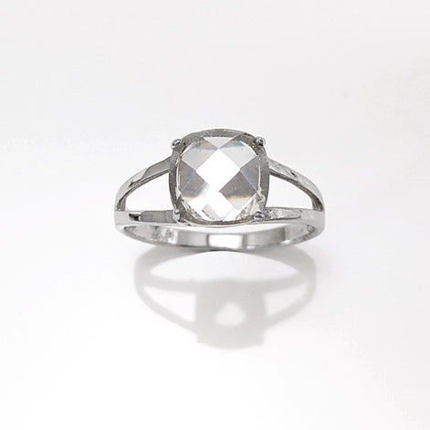 Square Solitaire Ring Sterling Silver
