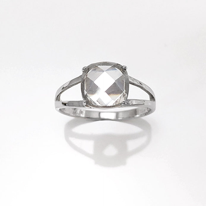 Square Solitaire Ring Sterling Silver