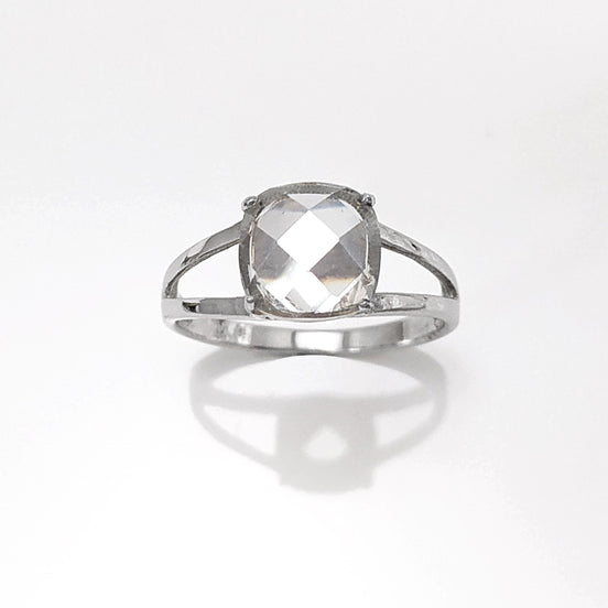 Square Solitaire Ring Sterling Silver