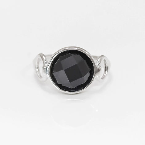 925 Black Diamond cz Ring • Sterling Silver Open Shank Ring • domed dark Stone Jewelry • Chic Modern Gift Zirconia