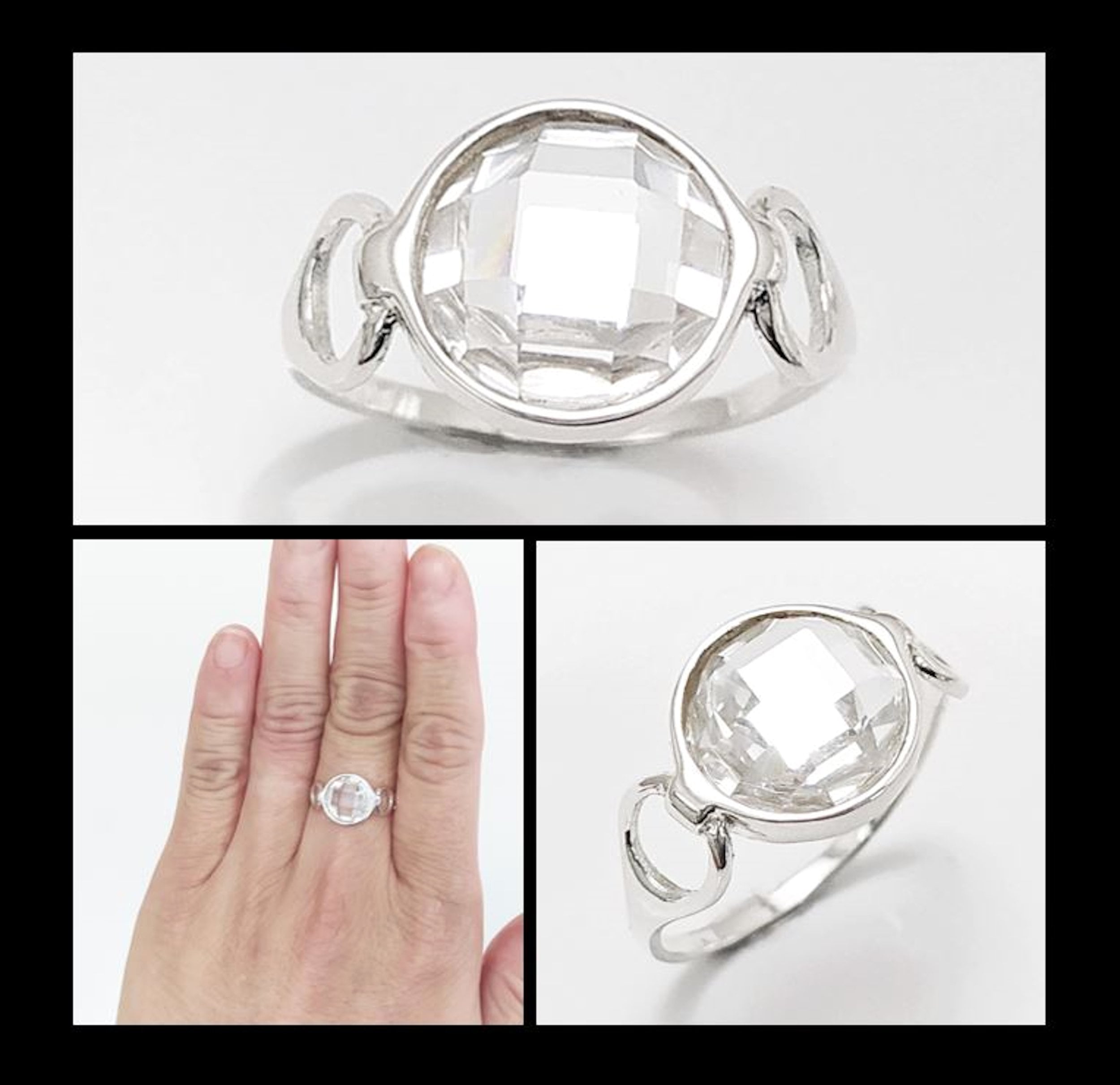 925 Ring Sterling Silver, Original Round Stone Ring, Lab Diamonds simulant (CZ), Round modern Ring, Bridal Ring, Unique Setting Ring